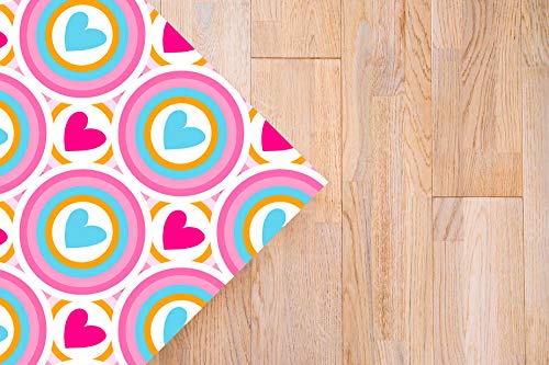 Panorama Agatha Ruiz de la Prada Alfombra Vinílica Hidráulico Azul Corazones Retro 40x80cm - Alfombra Cocina Vinilo - Alfombra Salón Antideslizante e Ignífuga - Alfombras Grandes - Alfombras PVC