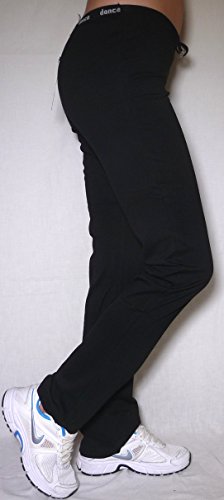 Pantajazz - Pantalones de cintura alta rectos deportivos para fitness, Danza gimnasia, Pilates, Walking de algodón elástico para mujer, Negro , 44