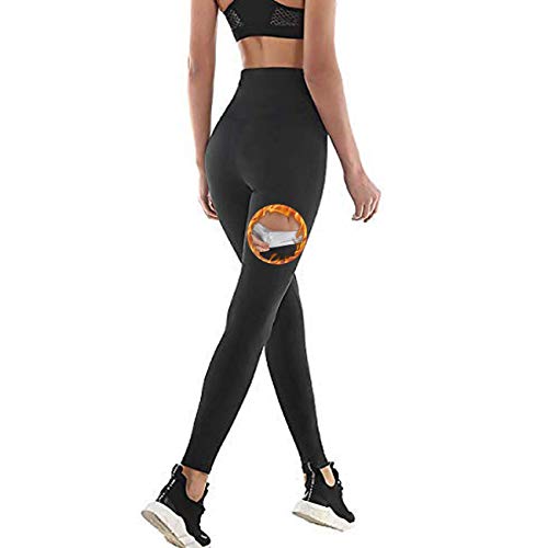 Pantalones de Sauna Adelgazantes Mujer NANOTECNOLOGÍA, Leggins Reductores Adelgazantes, Leggins Anticeluliticos Cintura Alta, Mallas Fitness Push Up para Deporte Running Yoga Gym (2XL, Negro)