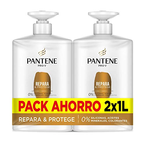 Pantene Champu, Repara Y Protege, 2 x 1 litro, Como Vitaminas Para El Cabello, Sin Siliconas