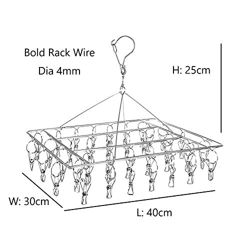 Paquete de 2 estantes de Secado de Ropa de Acero Inoxidable, Gancho Giratorio, Perchero para percheros, Ropa Interior, Sostenes, Ropa de bebé, Guantes,36 Clavijas