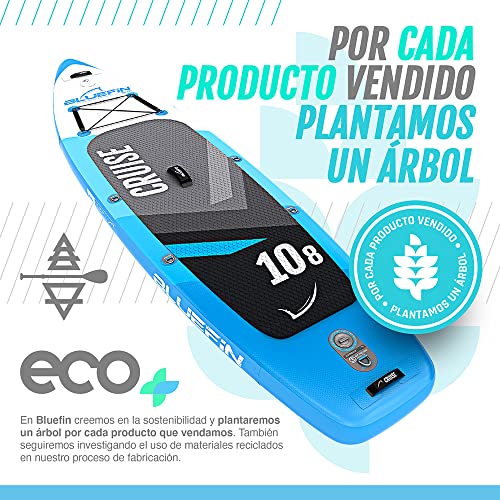 Paquete de Sup Bluefin Cruise | Tabla de Paddle Surf Hinchable | Remo de Fibra de Vidrio | Kit de Conversión a Kayak | Accesorios Completos | 5 Años de Garantía | Varias Medidas: 10’8, 12’, 15’