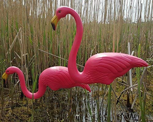 Par de flamencos Rosas, para césped o Estanque, Adornos de plástico, 77 cm