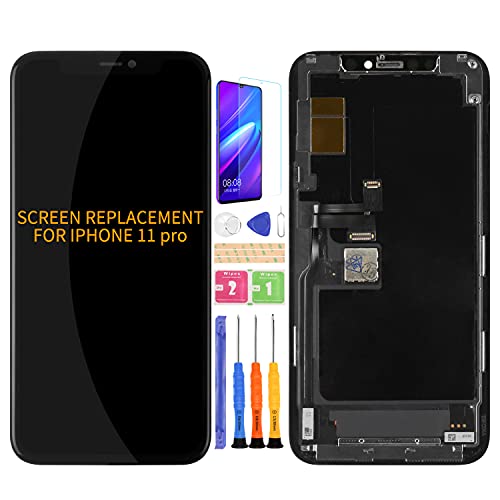 Para Pantalla De iPhone 11 Pro Recambio Para LCD iPhone 11 Pro Para Repuesto Pantallas iPhon 11 Pro LCD Display Completa A2215, A2160, A2217 Touch Digitizer Replacement Sensor(Incell,Negro)