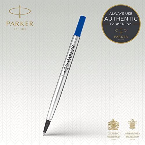 Parker 1950327 - Recambio para bolígrafo roller de punta mediana, azul, paquete de 2