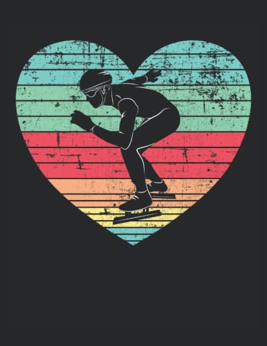 Patinaje de velocidad Retro Vintage Grunge Corazón Speedskating: Cuaderno punteado, Carta (21,59 x 27,94 cm), 120 páginas, papel crema, cubierta mate