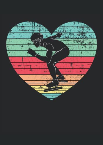 Patinaje de velocidad Retro Vintage Grunge Corazón Speedskating: Cuaderno punteado, DIN A4 (21x29,7 cm), 120 páginas, papel color crema, cubierta mate