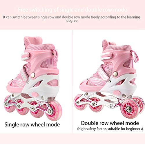 Patines en línea 2 en 1 Luminosas Rollerblade, 4 Patines de Ruedas Intermitentes al Aire Libre Ajustables de Tamaño para Niños y Adultos - Puede Cambiar Libremente Entre Filas Simples y Dobles