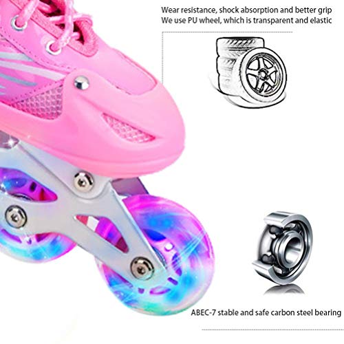 Patines en línea 2 en 1 Luminosas Rollerblade, 4 Patines de Ruedas Intermitentes al Aire Libre Ajustables de Tamaño para Niños y Adultos - Puede Cambiar Libremente Entre Filas Simples y Dobles