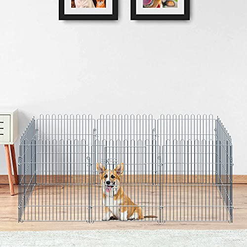 PawHut Parque para Mascotas Valla Corral 8 Vallas 63x76cm + Puerta Entrenamiento Perros