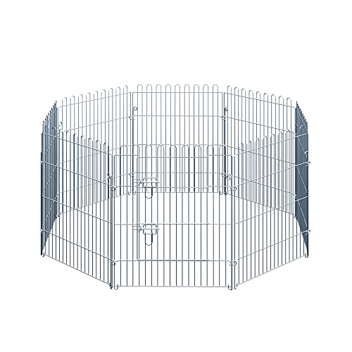 PawHut Parque para Mascotas Valla Corral 8 Vallas 63x76cm + Puerta Entrenamiento Perros