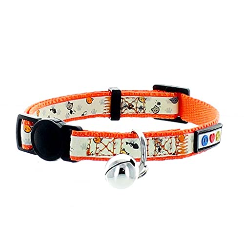 Pawtitas Collar de Gato Brilla en la Oscuridad con Hebilla de Seguridad y Cuello de Gato Campana Desmontable Collar de Gatito Naranja Collar de Gato