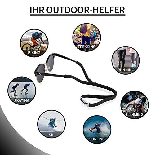 Payivsve Correa para gafas deportivas con tapón ajustable, cordón antideslizante para gafas para correr, acampar, ir de excursión（Negro）