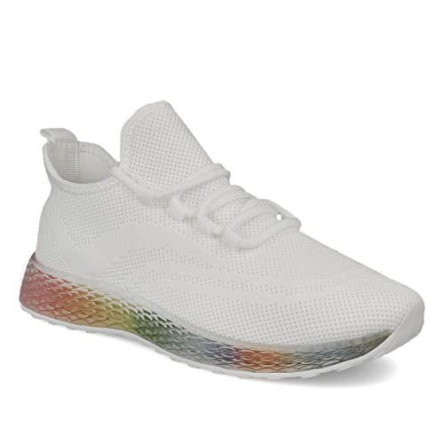 PAYMA - Zapatillas Sneakers Deportivas Mujer. con y Sin Cordones. Tenis Gimnasio, Deporte, Casual y Caminar. Malla Traspirable. Piso Transparente. Color: Blanco. Talla: EU 37