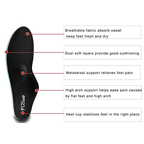 PCSsole La plantilla apoya la plantilla ortopédica funcional suave del pastel del alto arco, pie plano de la inserción, fascitis plantar, dolor de pie EU43-44(28cm)