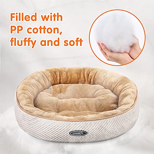 Pecute Cama de Gatos y Perros Pequeños Redonda y Cálida 55cm de Diámetro Cama para Mascotas Cojín de Gato Lavable de la Cama Lecho Ovalado de Cueva de Anidación Adecuado