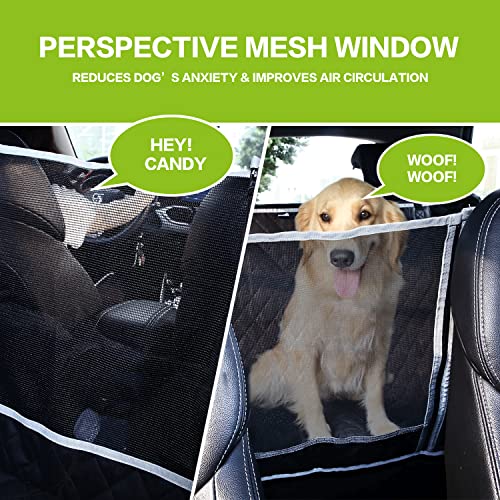 Pecute Funda Perros Coche, Funda de Asiento para Perros Impermeable y Resistente, Protector Coche Perros con Rejilla Flexible Pasar Aire, Universal para SUV, Camión, Transportar y Viaje