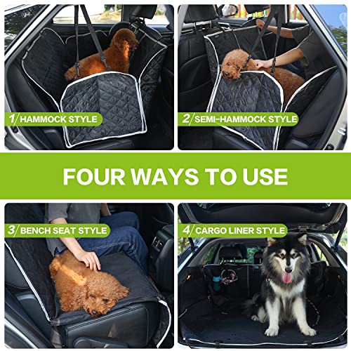 Pecute Funda Perros Coche, Funda de Asiento para Perros Impermeable y Resistente, Protector Coche Perros con Rejilla Flexible Pasar Aire, Universal para SUV, Camión, Transportar y Viaje