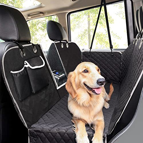 Pecute Funda Perros Coche, Funda de Asiento para Perros Impermeable y Resistente, Protector Coche Perros con Rejilla Flexible Pasar Aire, Universal para SUV, Camión, Transportar y Viaje