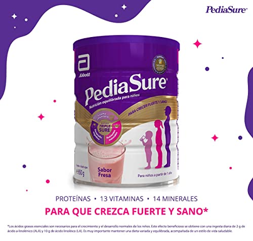 PediaSure Complemento Alimenticio para Niños, Sabor Fresa, con Proteínas, Vitaminas y Minerales - 850 gr