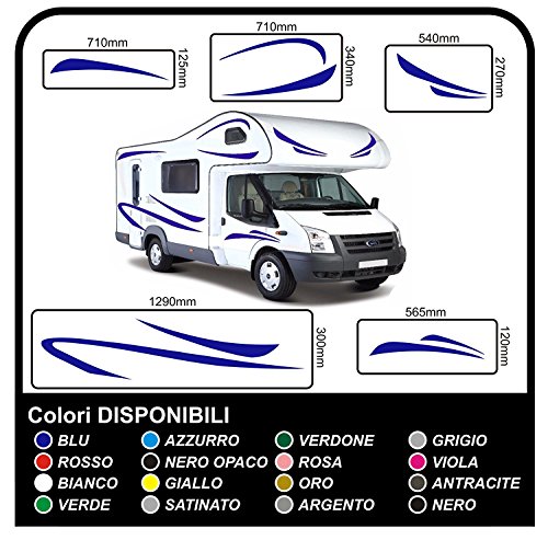 Pegatinas para Camper gráficos vinilo pegatinas calcomanías conjunto camper van RV caravana Caravan x 16 pegatinas kit completo con pegatinas para autocaravanas-gráficos 17 (ANTRACITA)