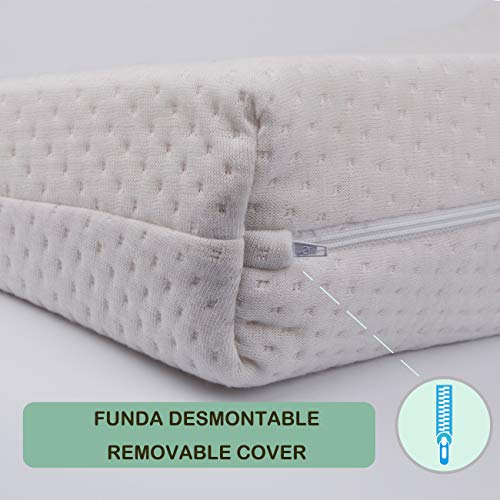 PEKITAS Almohada Cojín Cuña Inclinada Antireflujo Funda Lavable AloeVera Fabricado En España Uso adulto (40 cm Ancho - 15° Inclinación)