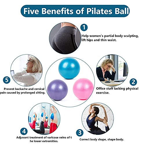 Pelota de Pilates de Yoga de 25 cm, 3 Pelotas de Ejercicio Pequeñas, Entrenamiento de Equilibrio de Estabilidad, Yoga, Masaje y Pilates