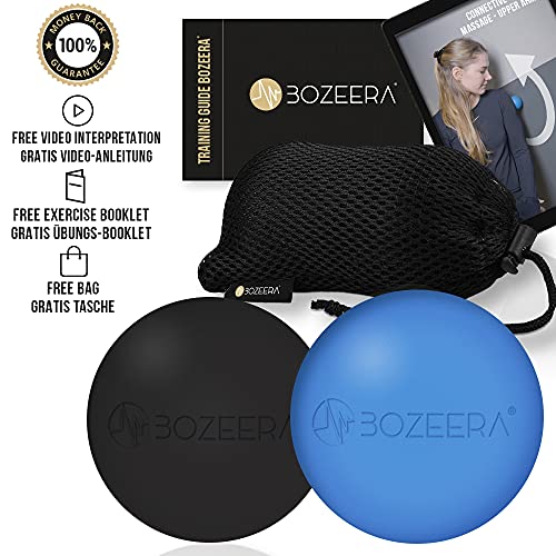 [Pelota Lacrosse] Lacrosse Ball Set 2x 9 cm - Bola Masaje - Pelota Masaje Muscular, Incluye Vídeo Instrucciones (Español), Folleto de Ejercicios y Bolsa – Premium Set