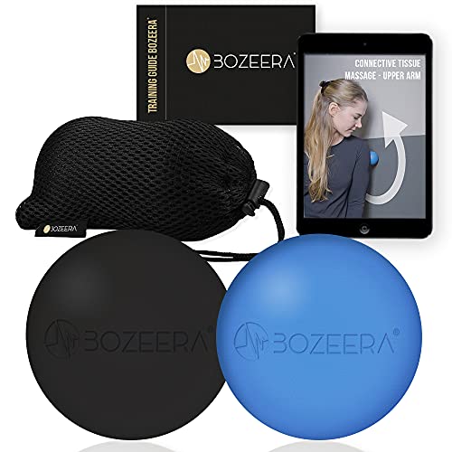 [Pelota Lacrosse] Lacrosse Ball Set 2x 9 cm - Bola Masaje - Pelota Masaje Muscular, Incluye Vídeo Instrucciones (Español), Folleto de Ejercicios y Bolsa – Premium Set