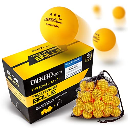 Pelotas Ping Pong de 3 Estrellas Dieker Sports [42 Pelotas + Bolsa + Vídeo] – Pelotas Ping Pong que cumplen con las Prescripciones de ITTF – Pelotas Ping Pong 3 Estrellas perfectas para todos