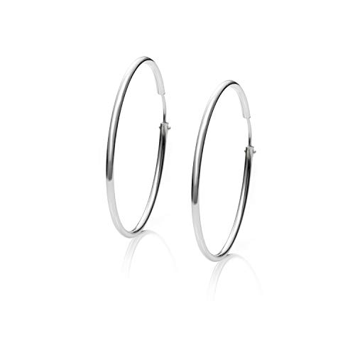 Pendientes Aros Plata Mujer de 14-16- 22-25-30-35-40-50-60-70 y 80 mm. Regalos para tu Novia Originales en Plata de Ley (35 mm)