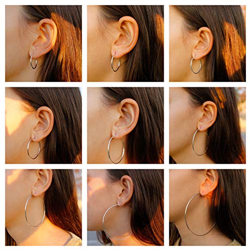 Pendientes Aros Plata Mujer de 14-16- 22-25-30-35-40-50-60-70 y 80 mm. Regalos para tu Novia Originales en Plata de Ley (35 mm)