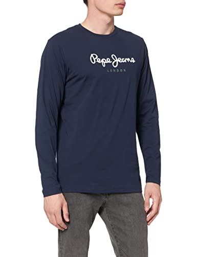 Pepe Jeans Eggo Long Camiseta de Manga Larga, Azul (Navy 595), L para Hombre