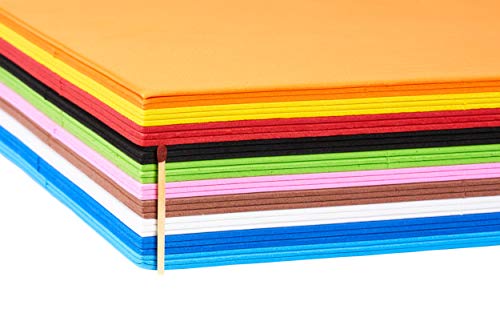 perfect ideaz 30 hojas gomaespuma de colores, DIN-A4, 10 colores diferentes, 2 mm de grosor, set de gomaespuma para manualidades, artículos de DIY, estera de gomaespuma para niños