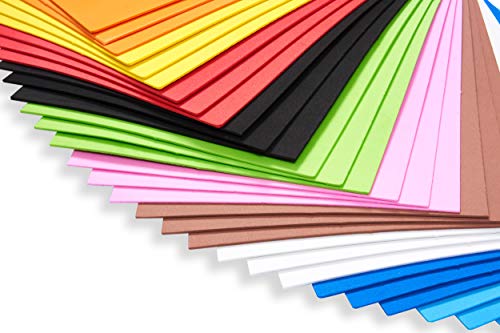 perfect ideaz 30 hojas gomaespuma de colores, DIN-A4, 10 colores diferentes, 2 mm de grosor, set de gomaespuma para manualidades, artículos de DIY, estera de gomaespuma para niños