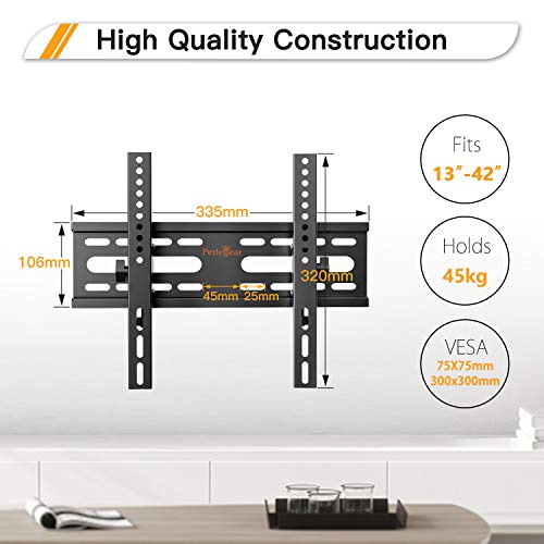 Perlegear Soporte TV de 13 a 42 Pulgadas TV - Soporte de TV en Pared inclinable para Televisión con Carga de 45 kg, VESA máx. de 300 x 300 mm