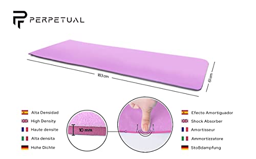 PERPETUAL Esterilla Yoga Mat Antideslizante 10mm Colchoneta Gruesa Plegable Ligera Gimnasia Pilates Fitness Gimnasio Casa Ejercicios Hombre Mujer Ecológica Deporte