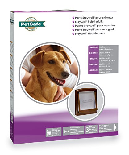 PetSafe, Staywell Original - Puerta para mascotas con dos posiciones, Marrón - M