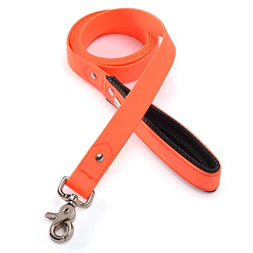 PetTec Correa para Perros - Correa de Adiestramiento para Mascotas Acolchada, Material Trioflex de Alta Resistencia, Exterior Impermeable - Gancho de Acero, Va con Arneses y Collares - 2m, Naranja