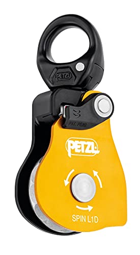 PETZL SPIN L1D Polea Simple con Muy Alta Eficiencia con Sentido Rotación Y Walker, Adultos Unisex, Amarillo, Taglia Unica