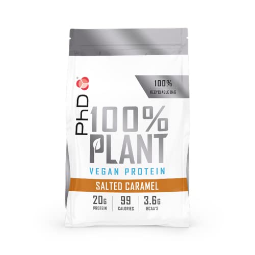 PhD Nutrition 100% Plant, Proteína Vegana en Polvo Nutricional 1 kg, Sabor Caramelo Salado