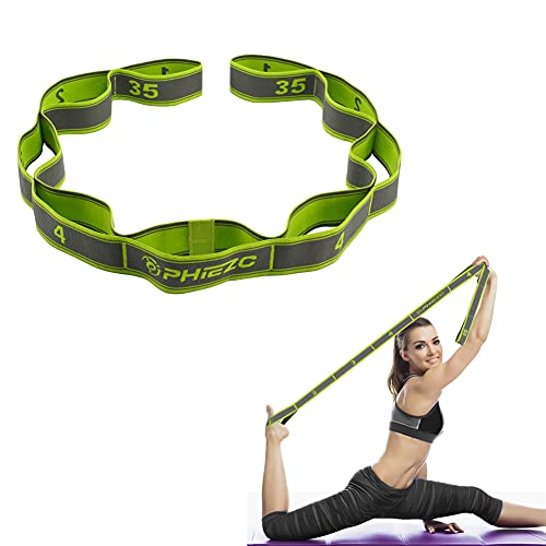 PHIEZC Yoga Cinturon Yoga Strap Belt, cinturón de yoga de 9 vueltas, banda de alta resistencia elástica para fisioterapia, rehabilitación, estiramiento, fitness en casa