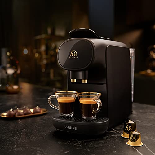 Philips l'Or Barista Sublime Cafetera de Cápsulas, Negro Piano, Reconocimiento de Cápsula Doble, 1 o 2 Tazas, Bandeja de Goteo Ajustable, LM9012/60