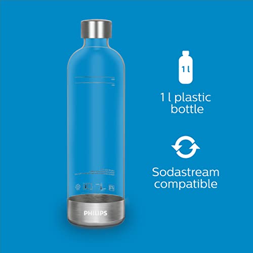 Philips Water Solutions GoZero - Máquina de agua con gas, Sifón de cocina, Dispensador de Soda, Soda maker, Máquinas para hacer soda, Bebidas carbonatadas, Botella de agua sin BPA, 1 Litro, Negro