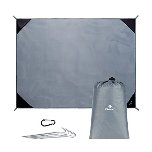 PHILORN Grande Manta de Picnic Esterilla de Playa(200×150 cm) con 4 Estacas Metálicas Plegable Portátil Impermeable Ligero para Viajar, Acampada