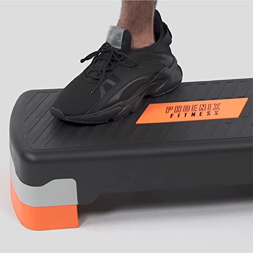 Phoenix Fitness RY1010 Aerobic Fitness Stepper - 2 Niveles De Altura Ajustable Para Rutinas De Entrenamiento En Casa O En El Gimnasio Negro