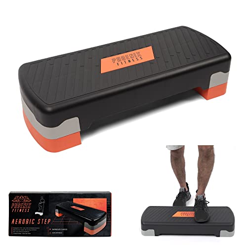 Phoenix Fitness RY1010 Aerobic Fitness Stepper - 2 Niveles De Altura Ajustable Para Rutinas De Entrenamiento En Casa O En El Gimnasio Negro