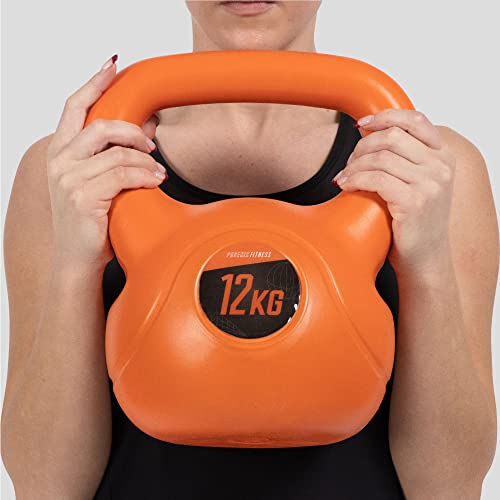 Phoenix Fitness RY971 Kettlebell de entrenamiento, peso máximo de Bell Kettle para entrenamiento de fuerza y ​​cardio, Naranja, 12 kg