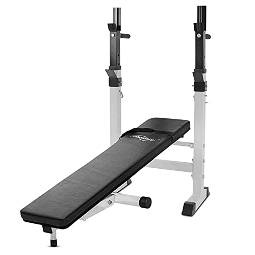 Physionics Banco de Musculación - con Soporte para Pesas, Plegable & Ajustable, MAX. 200kg - Banco de Pesas, Entrenamiento, Multifunción