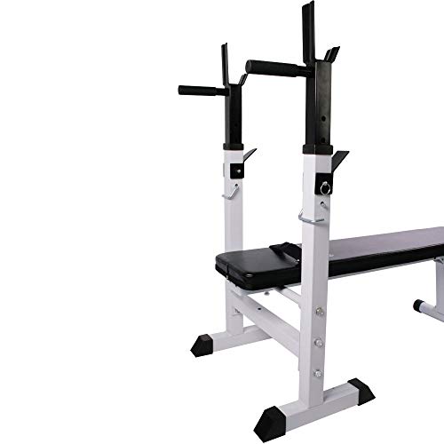 Physionics Banco de Musculación - con Soporte para Pesas, Plegable & Ajustable, MAX. 200kg - Banco de Pesas, Entrenamiento, Multifunción